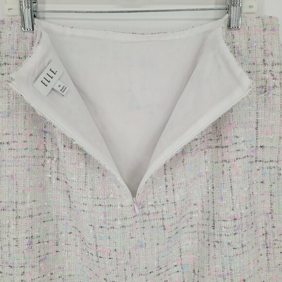 Elle womens 14 white pastel pink blue speckled knit tweed pencil mini skirt - Picture 6 of 9
